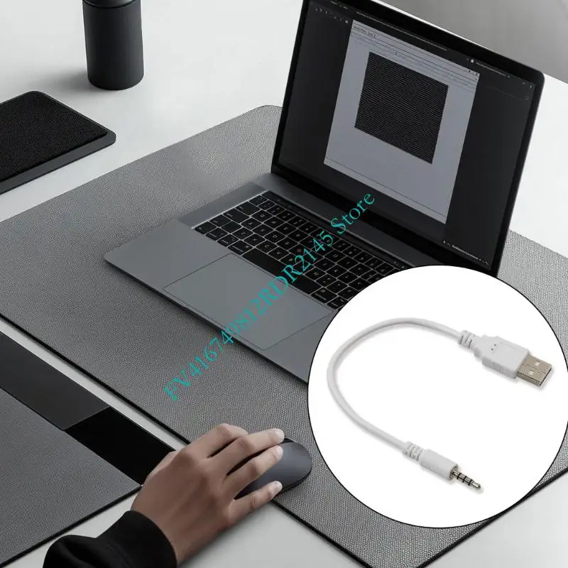 B2EF USB ถึง 3.5 มม. สายเคเบิลการชาร์จการเชื่อมต่อ 3.5 มม. การเชื่อมต่อชายสำหรับแล็ปท็อปลำโพงรถยนต์และอุปกรณ์มือถือ