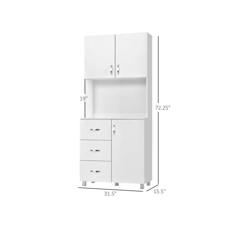 Storage Cabinet for Kitchen - Multi-Functional Organizer with Adjustable Shelves & Doors, Ideal for Home & Dining Space, Modern