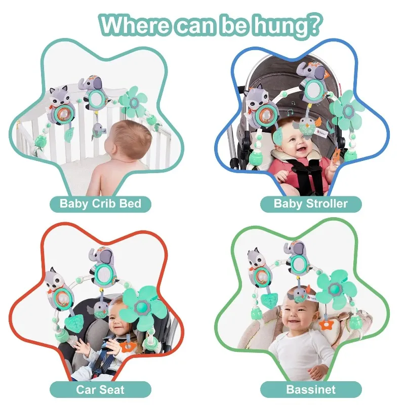 Kinderwagen Gebogen speelgoed Babybedje Mobiele bel Hangend pasgeboren babyactiviteit Zintuiglijk ontwikkelingsspeelgoed