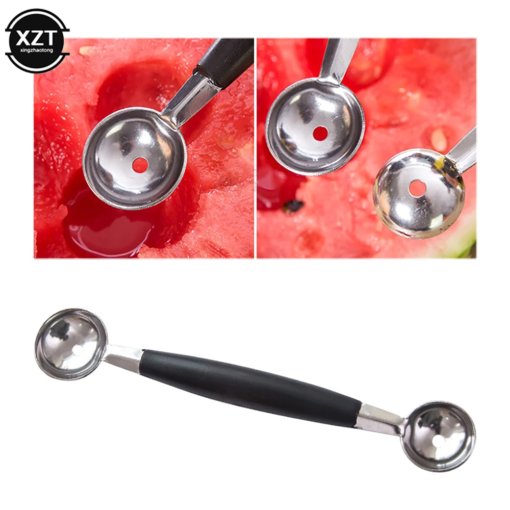 2in1 Dual-head Fruit Ball Carving Knife Kiwi Fruit Waterlemon Scoop Melon Digger Fruit Jar Mashed Potato Baller Ice Cream Spoon