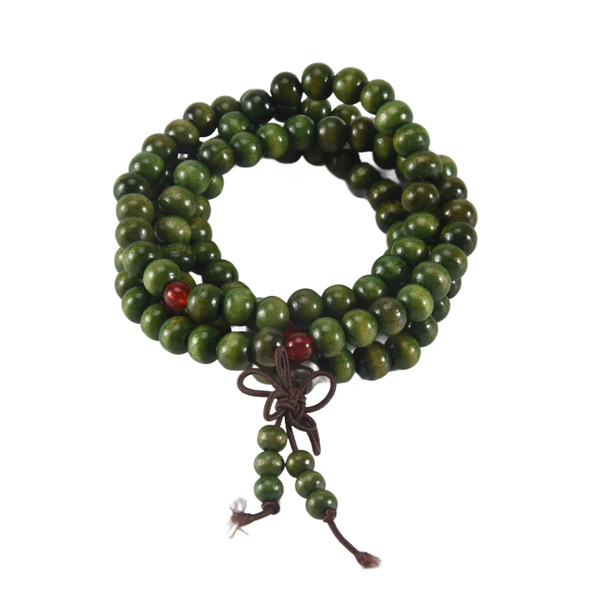FZFZ оливково-зеленые бусины из сандалового дерева, буддийское эластичное ожерелье Будды, четки 29 дюймов
