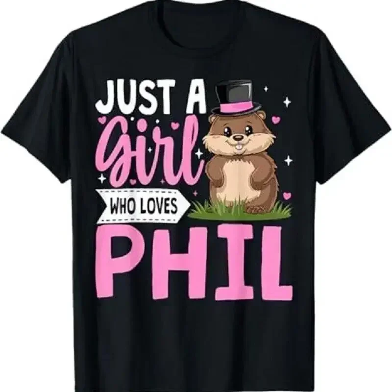 Cute Groundhog Day Art for Girls Just a Girl Who Loves Phil T Shirt