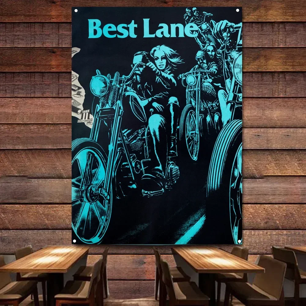 Best Lane Vintage Motorcycles Banner Flag Poster Wall Art Painting Tapestry Man Cave Bar Club Pub Garage Home Decor Sticker