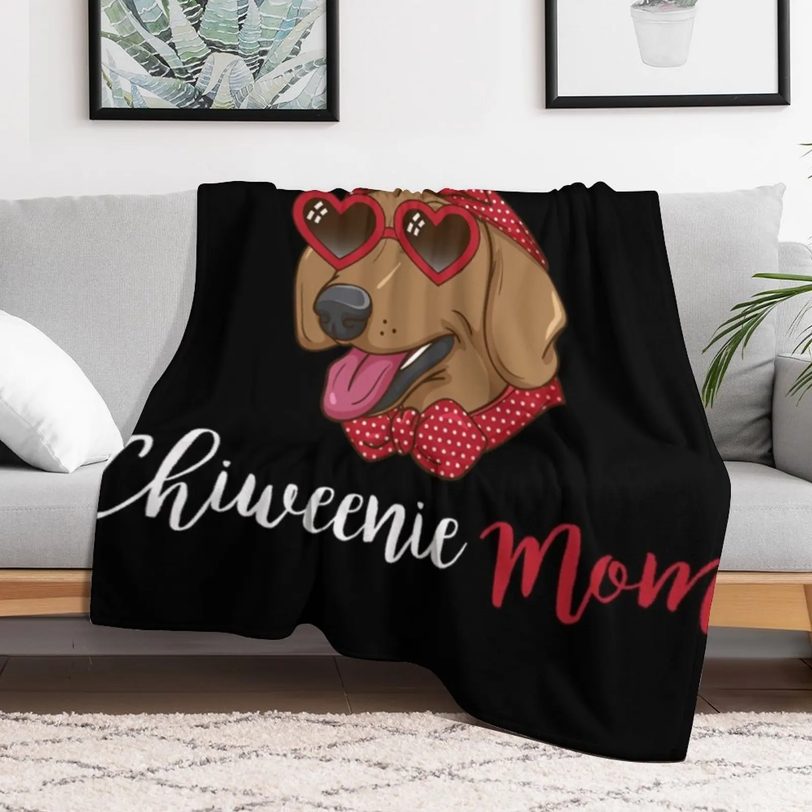 Chiweenie Mom Dog Lover Gift Women Dog Owner Chiweenie Throw Blanket Thins Blankets For Bed Plaid Blankets