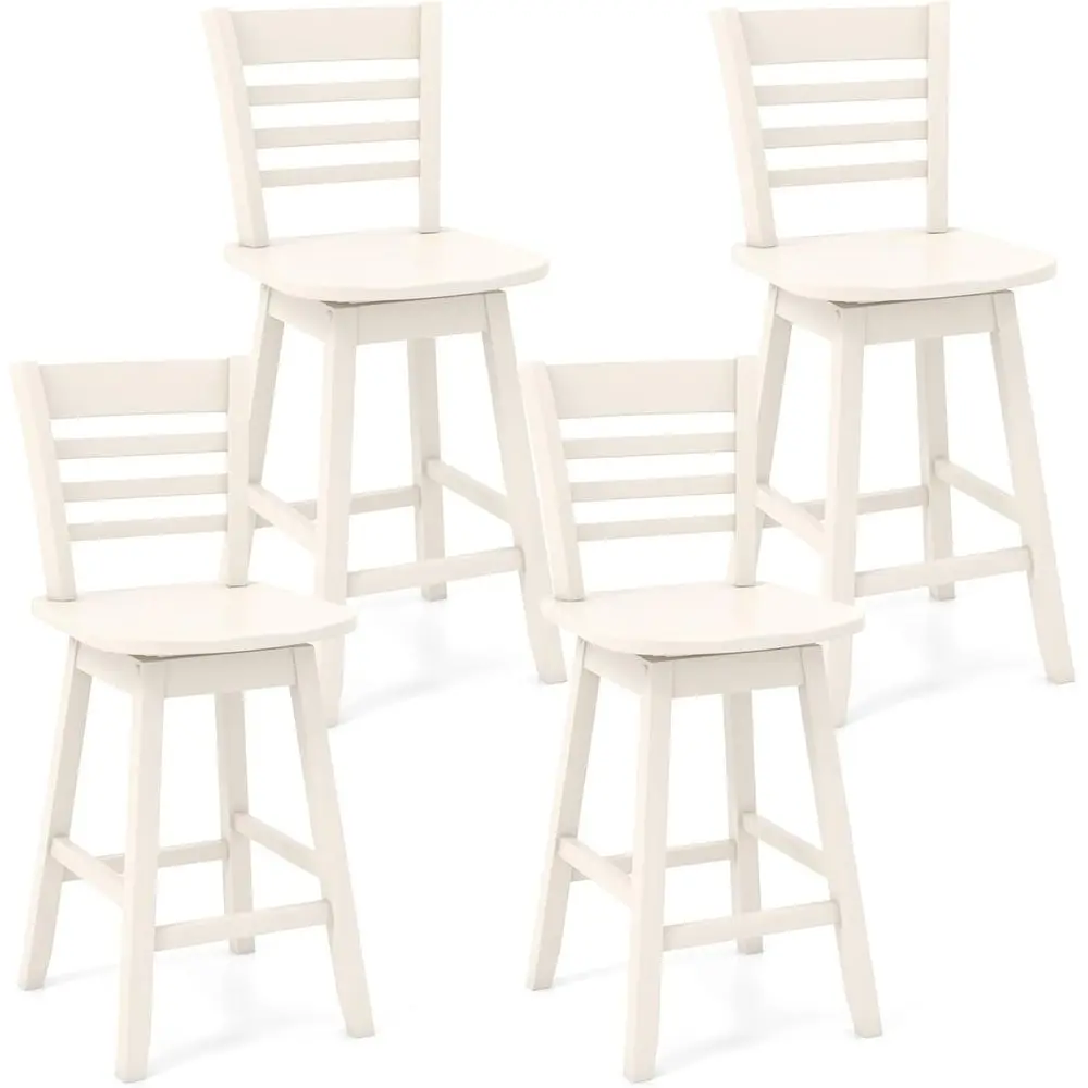 

Набор из 4 стульев, 24,5-дюймовые вращающиеся барные стулья для барной стойки с полой спинкой, контурным сиденьем, для подставки для ног или кухонного острова