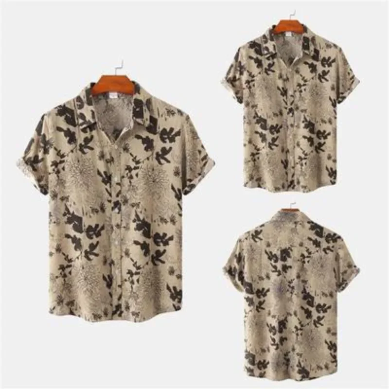 

Summer New Ethnic Style Men's Casual Short-sleeved Shirt Southeast Asian Cotton and Linen Shirt Male