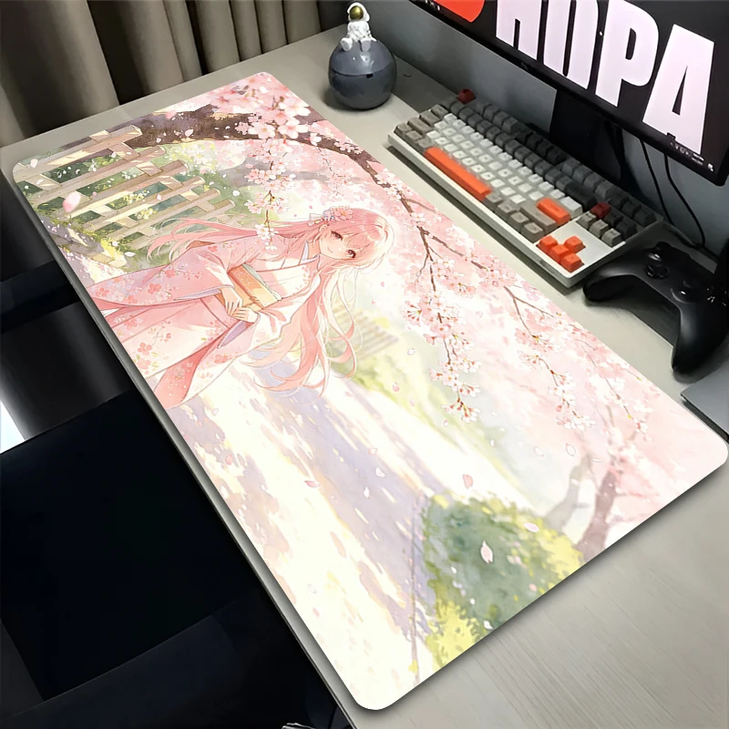 kawaii Office Mouse Pad Japanese Style Kimono Anime Extended Mousepad Non Slip Gaming Desk Mat Mouse Mat Smooth Surface Carpet