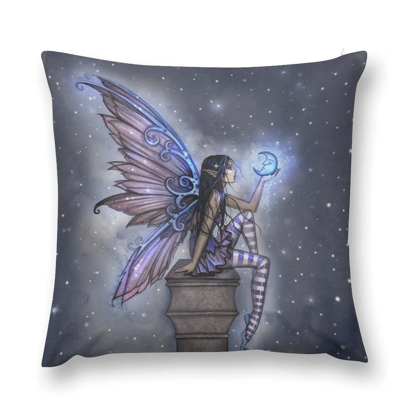 Little Blue Moon Fairy Fantasy Art by Molly Harrison Throw Pillow Cushion Covers For Living Room Pillow Covers Decorative pillow