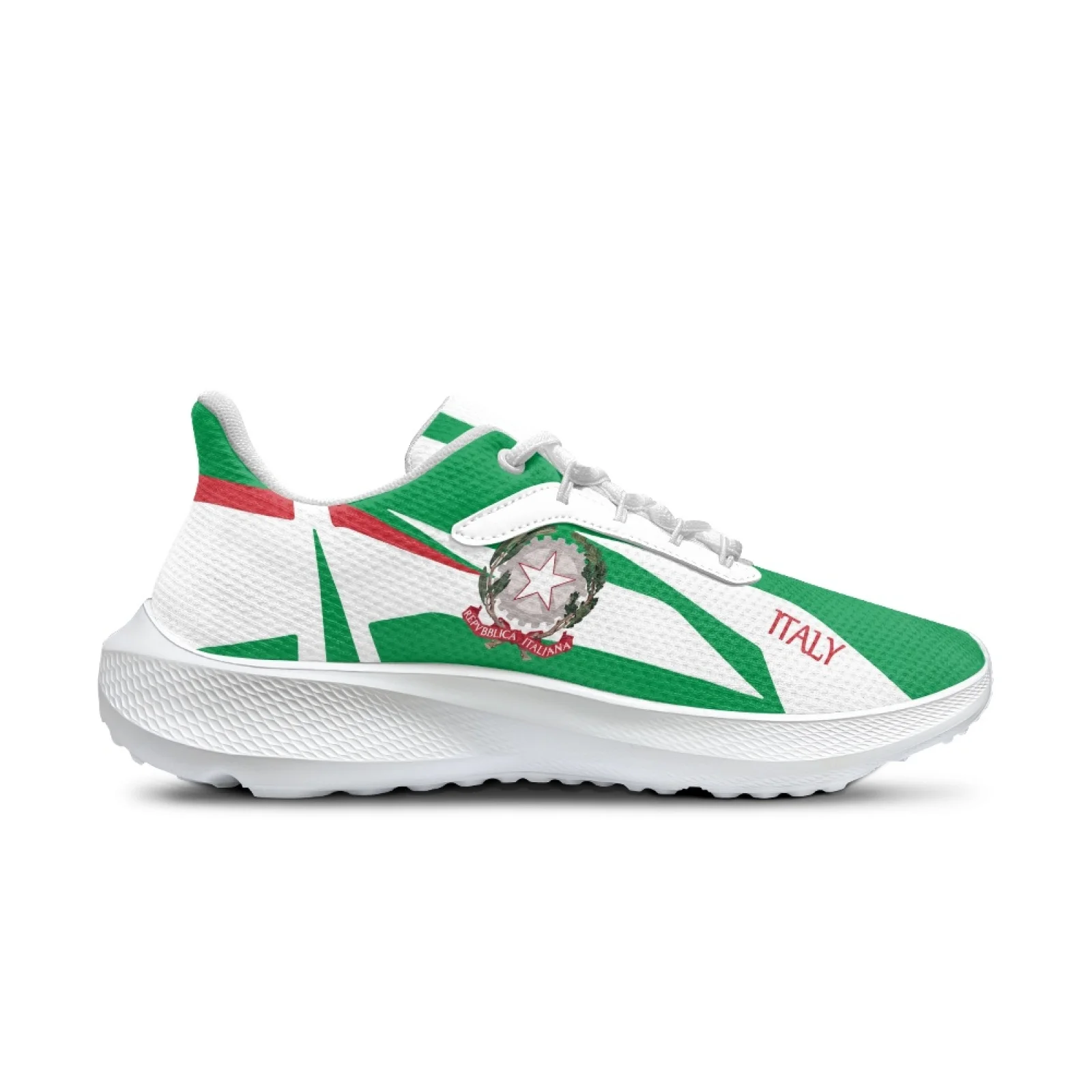 Green White Women's Sneakers Italy Flag Design Brand Summer Sneakers Lightweight Lace Up Casual Walking Shoes Flats