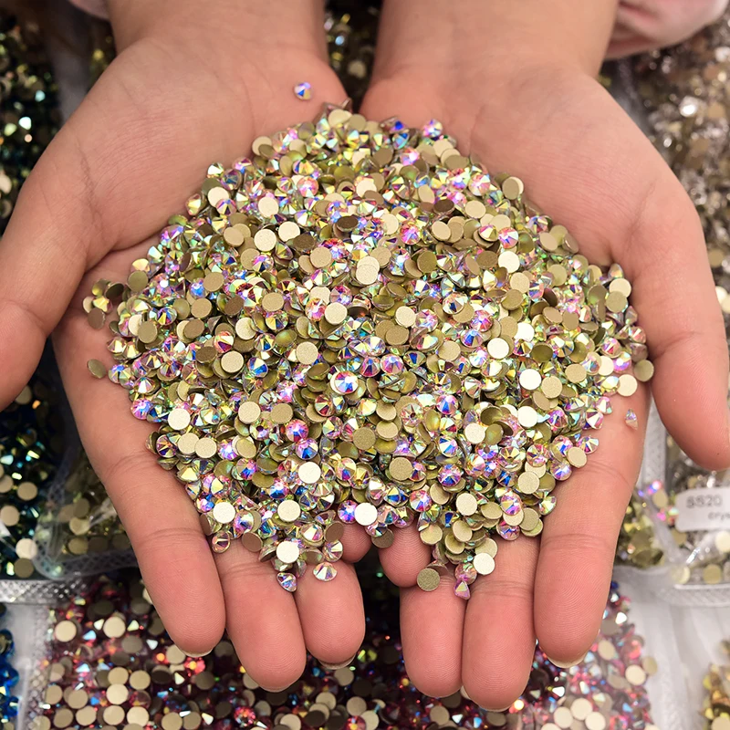 BOBOHOO 2088 Großpackung Glas-Strasssteine, Nicht-Heißfix, Kristall-Flachsteine, 8 Große, 8 Kleine, 16-Schliff, für Nagelkunst und DIY-Bastelarbeiten – Detail 5