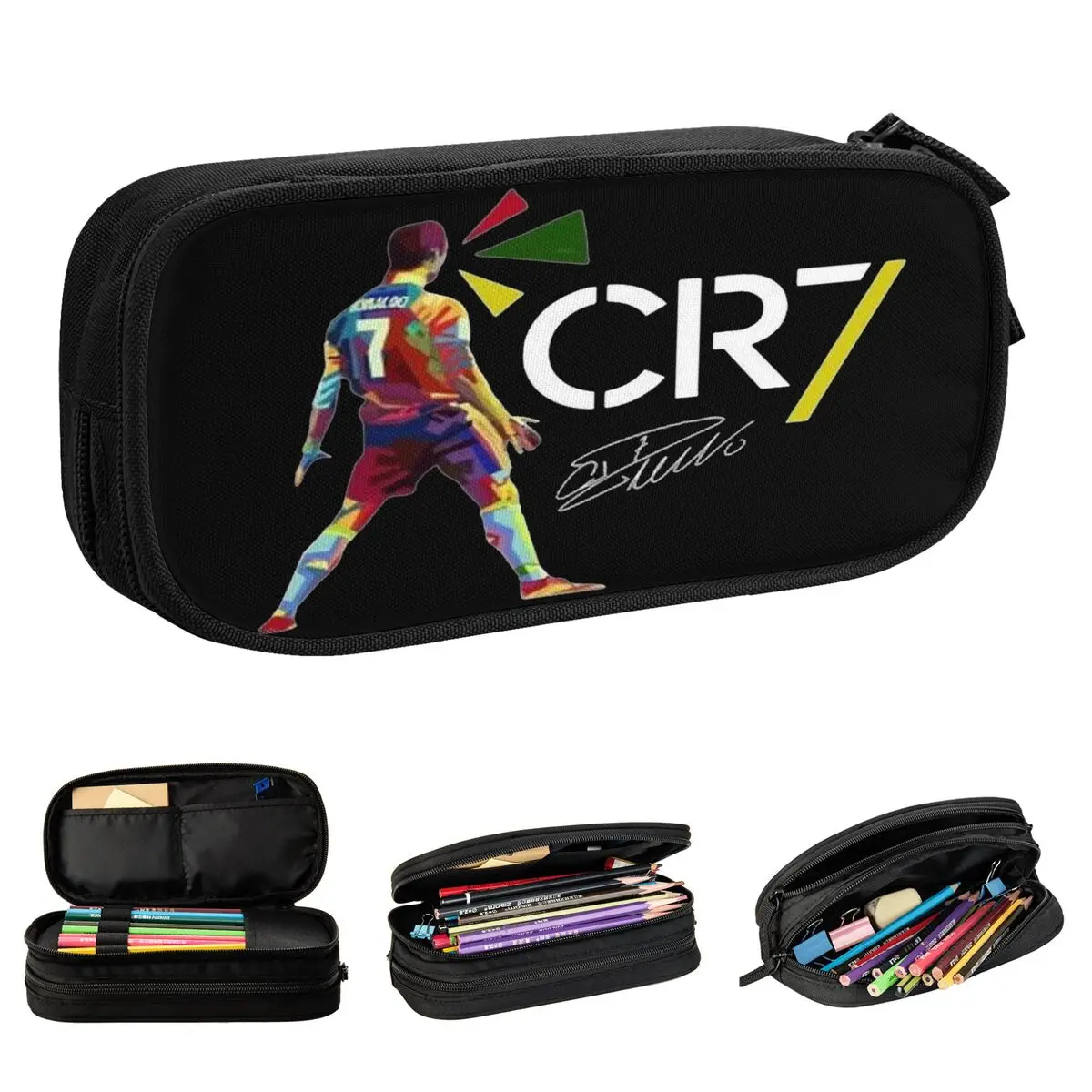 CR7 Pencil Case Pencil Box Pen for Girls Boys Large Storage Bag Office Gifts Stationery