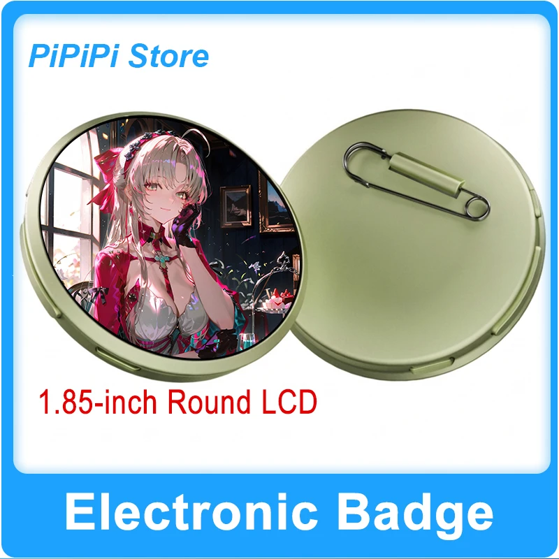 Electronic Badge Display TouchScreen 1.85inch Speaker Concert Anime Convention Brooches Can Transfer Photos, GIFs, Animations