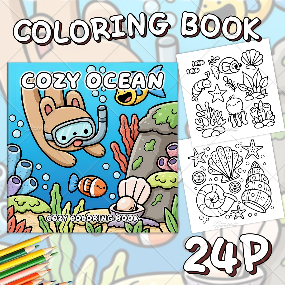 COZY OCEAN Coloring Book for Adults Featuring Cute Cozy Daily Activities for Relaxation (Cozy Spaces Coloring)