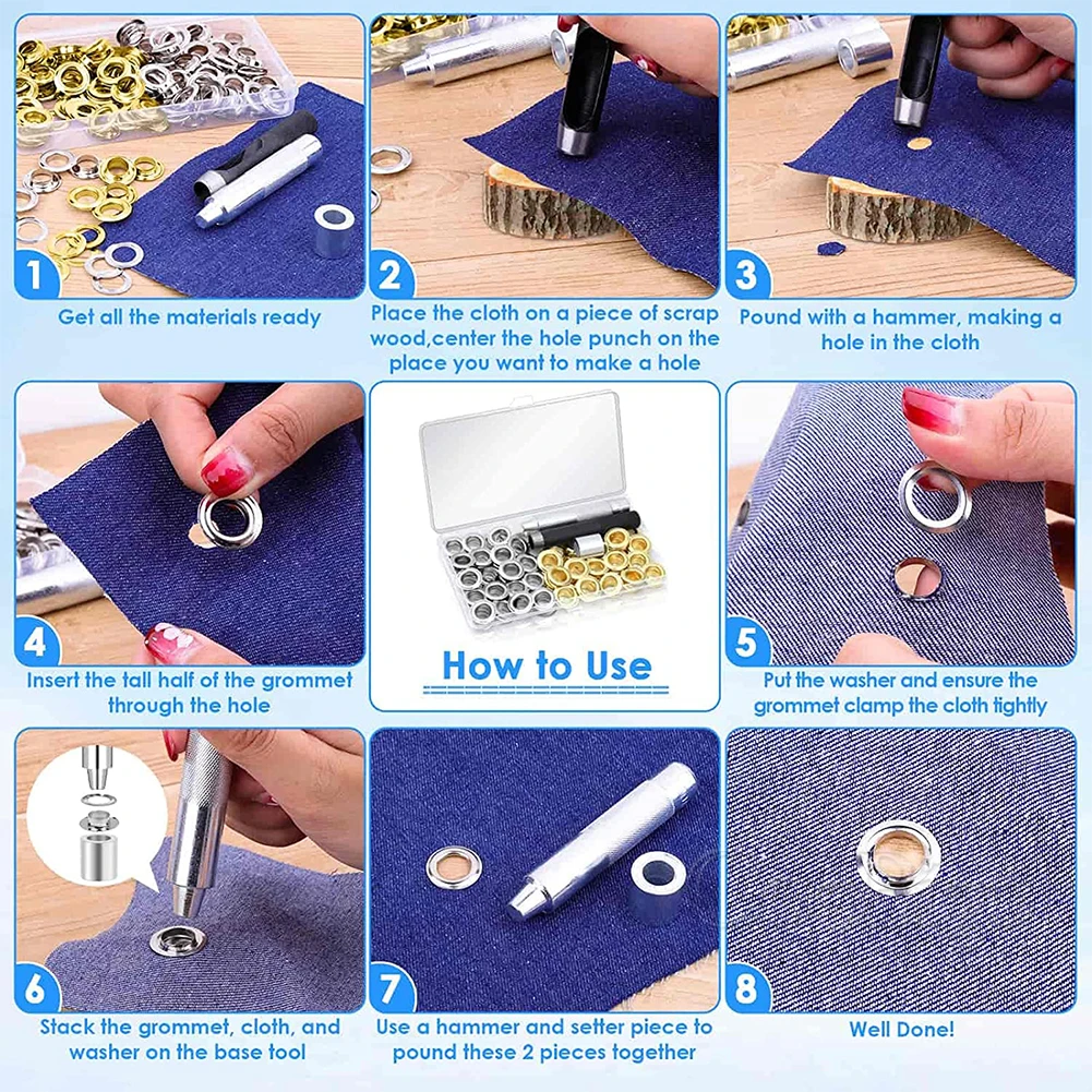 2 ~ 17 مللي متر الثقوب المعدنية الحلقات لكمة المثبت مجموعة أدوات للأحذية غطاء حقيبة العلامات الملابس حزام الستائر DIY بها بنفسك الاكسسوارات الحرفية البرونزية #6