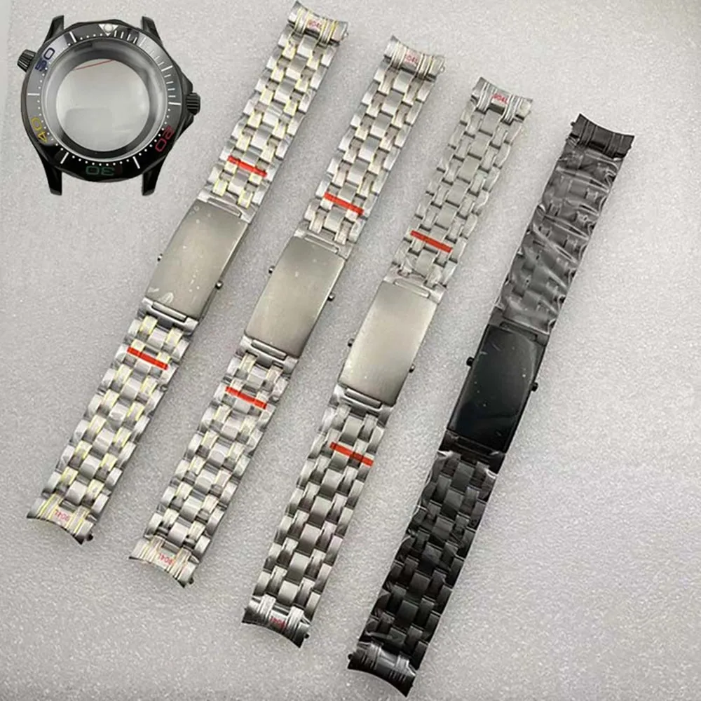 

20mm Watch Strap Stainless Steel Watchband Parts Wristband Steel Silver Color For NH35 Movement Cases Watch for Men Accessories