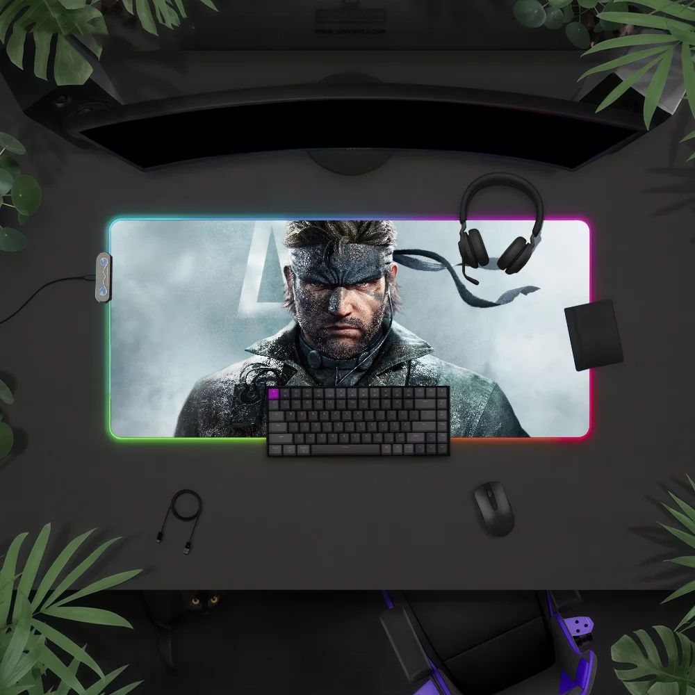 Game M-Metal Gear S-Solid V Mouse Pad RGB LED Light Colorful Game Keyboard Non-slip Cover Desk-mat Surface Waterproof