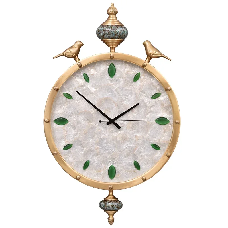 Luxury living room fashionable decoration wall clock home customized craft brass products wall hanging wall clock