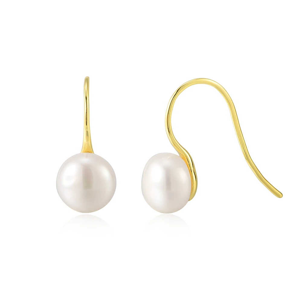 

Женские серьги с натуральным пресноводным жемчугом, стерлинговое серебро S925, простые классические серьги-крючки с жемчугом во французском стиле