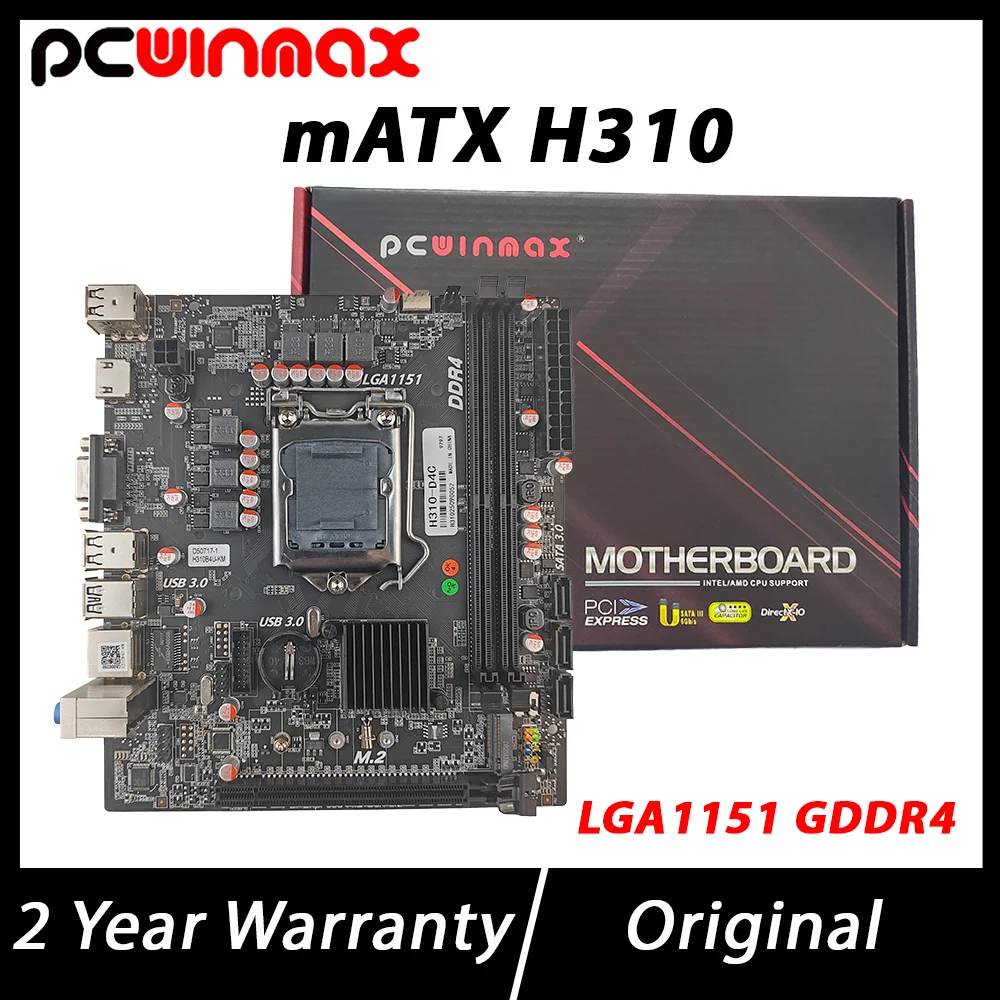 PCWINMAX New H310 Motherboard LGA 1151 DDR4 32GB Micro ATX Supports 8th 9th Generation Processors H310 mATX Mainboard