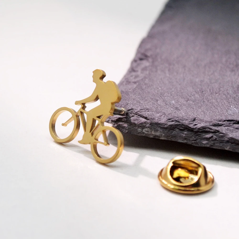 

Minimalist Cycling Stainless Steel Bicycle Brooch, Abstract Geometric Sports Badge, a Must-have For Outdoor Enthusiasts