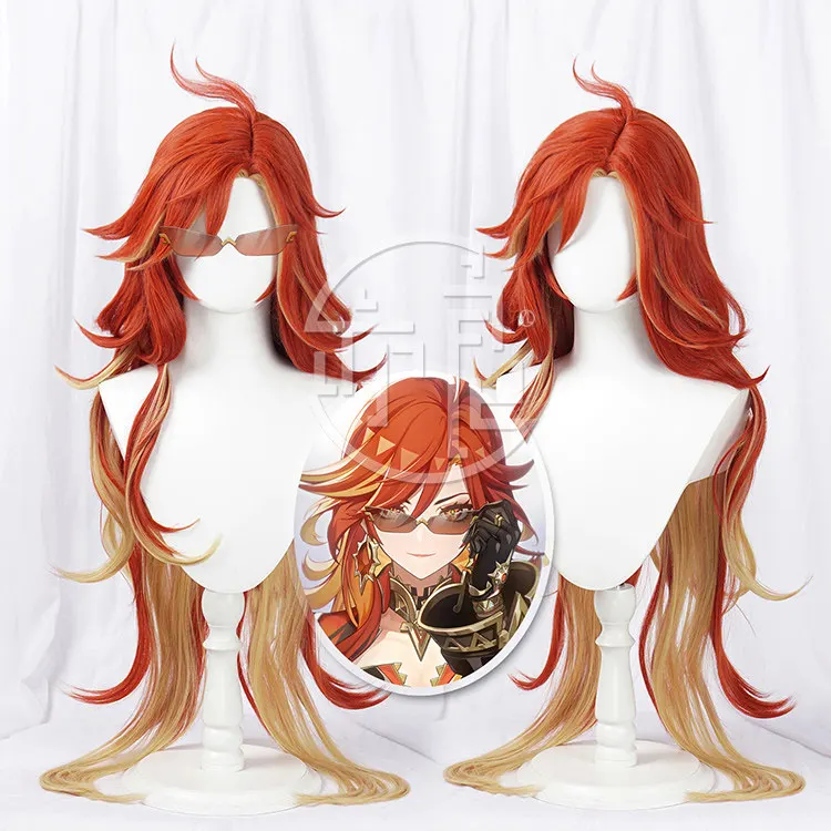 

Anime Genshin Impact Mavuika Cosplay Wig Halloween Carnival Party Props Synthetic Hair Heat Resistant Fiber + Wig Cap