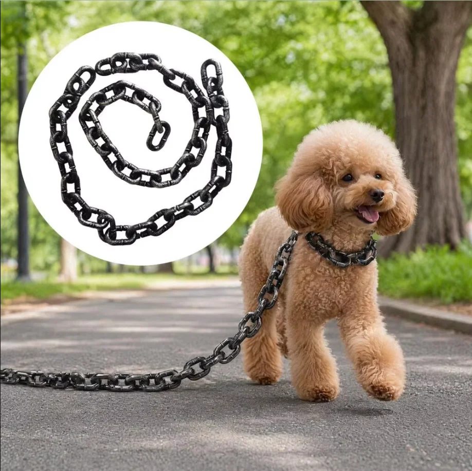 Lustige Leichte Hundeleine im Eisen-Look, Halloween-Scherzartikel, Riesige Plastikkette, Fotorequisiten, Dekoration, Niedliche Accessoires für Kleine Hunde – Detail 4