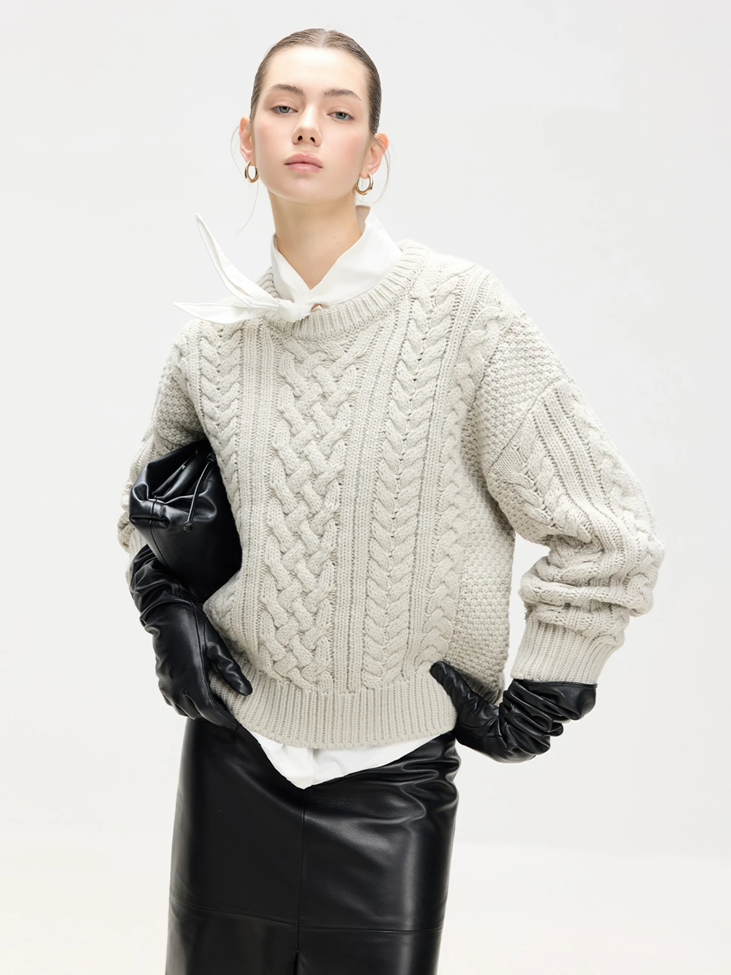 

LUR Casual Loose Long Sve Women's Knitted Sweater Versatile Comfortable Spring New Sle Premium Feeling Lazy Sle Sweater