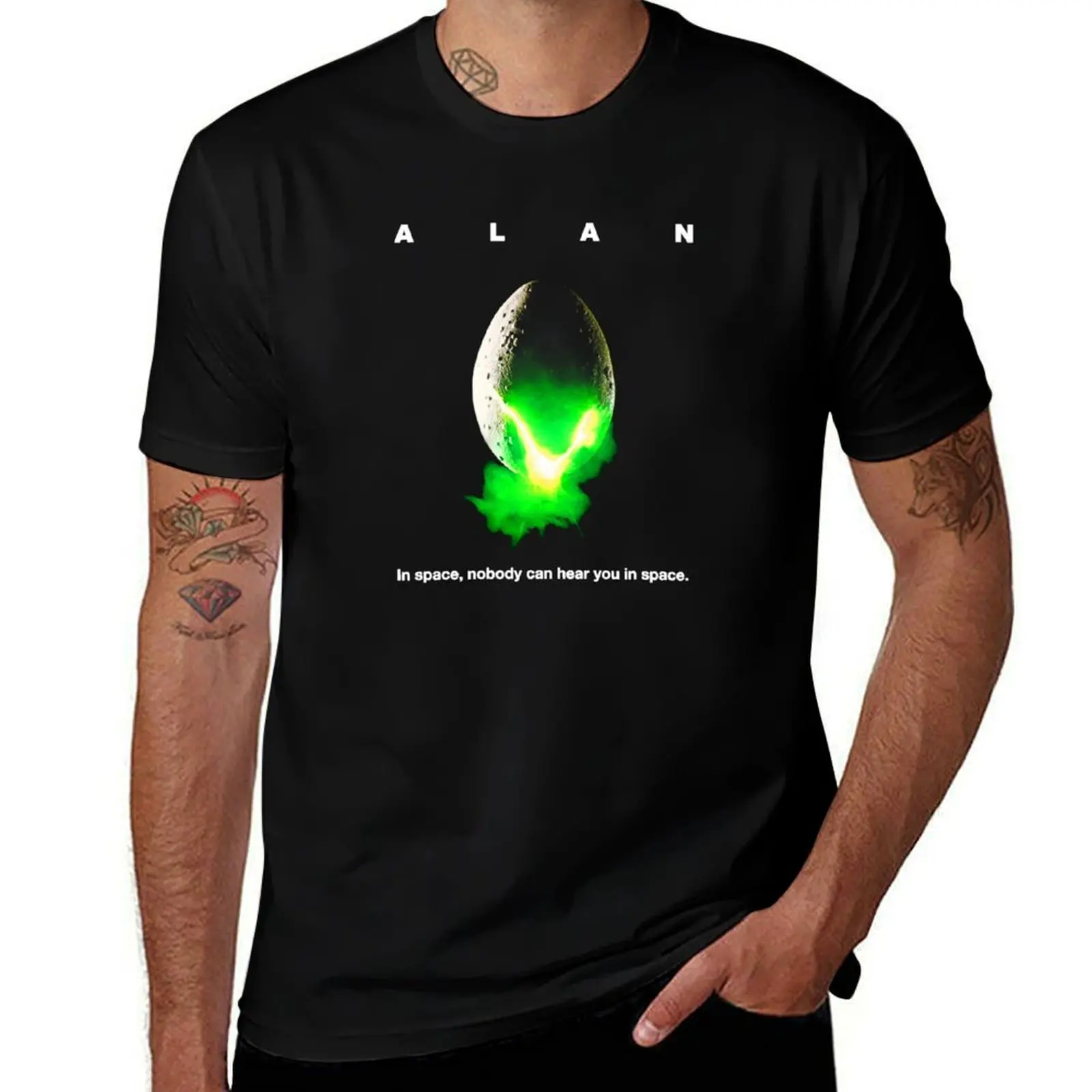 ALAN In Space Nobody Can Hear You In Space T-Shirt t shirts for man pack cotton man tshirt T-Shirt