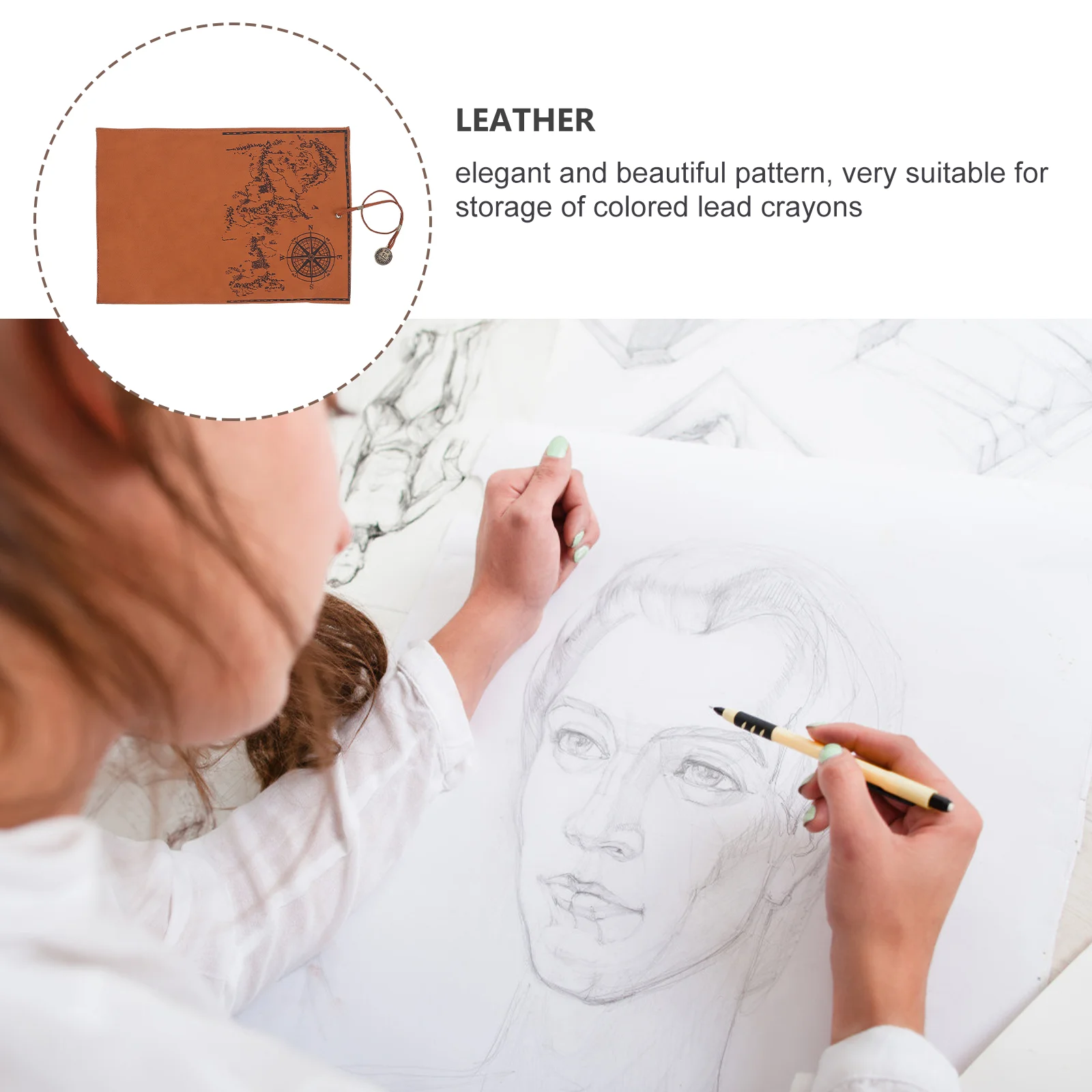 

Roll Up Pen Bag Vintage Map Design Pencil Case Smooth Matte Cover Large Capacity Storage Organizer Foldable Strap