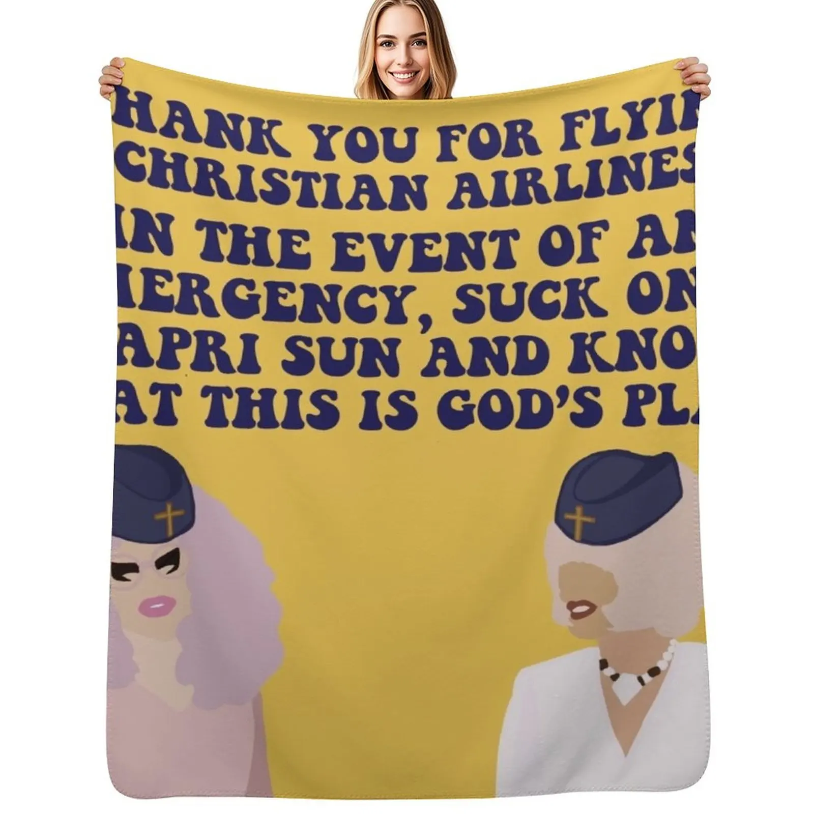 

Trixie and Katya Christian Airlines Throw Blanket Luxurious Soft Blanket Holiday Gift for Family