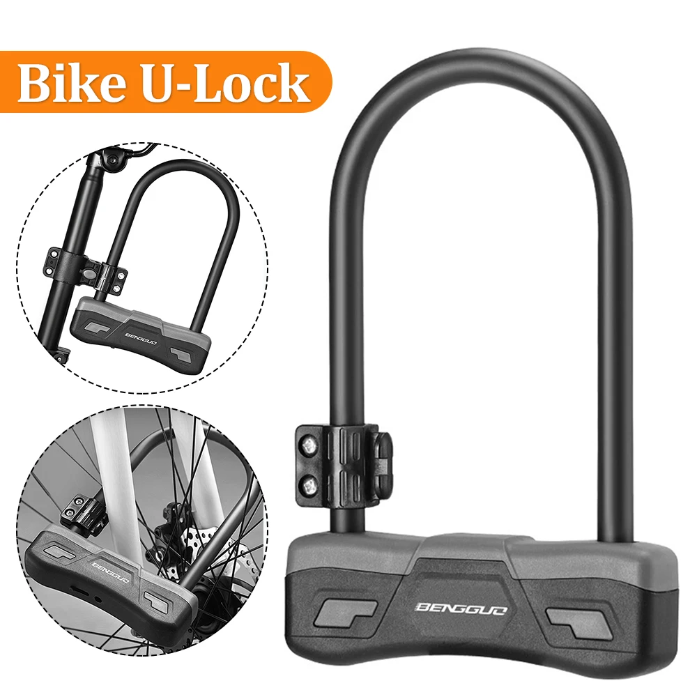 

Bike U Lock with Mounting Bracket Bicycle U-shaped Lock with 2 Keys Anti-Theft Lock for Road Mountain Electric Bike