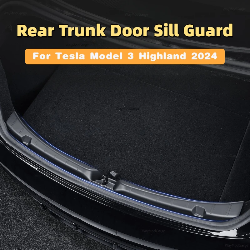 Trunk Guard for Tesla Model 3 Highland 2024 TPE Trunk Door Sill Guard Rear Bumper Segmented Protective Strip Car Accessories