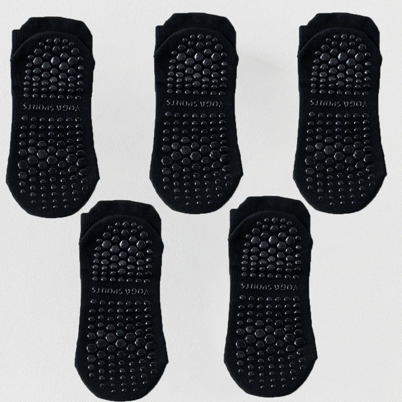 5 pairs of women's silicone non-slip yoga sports socks