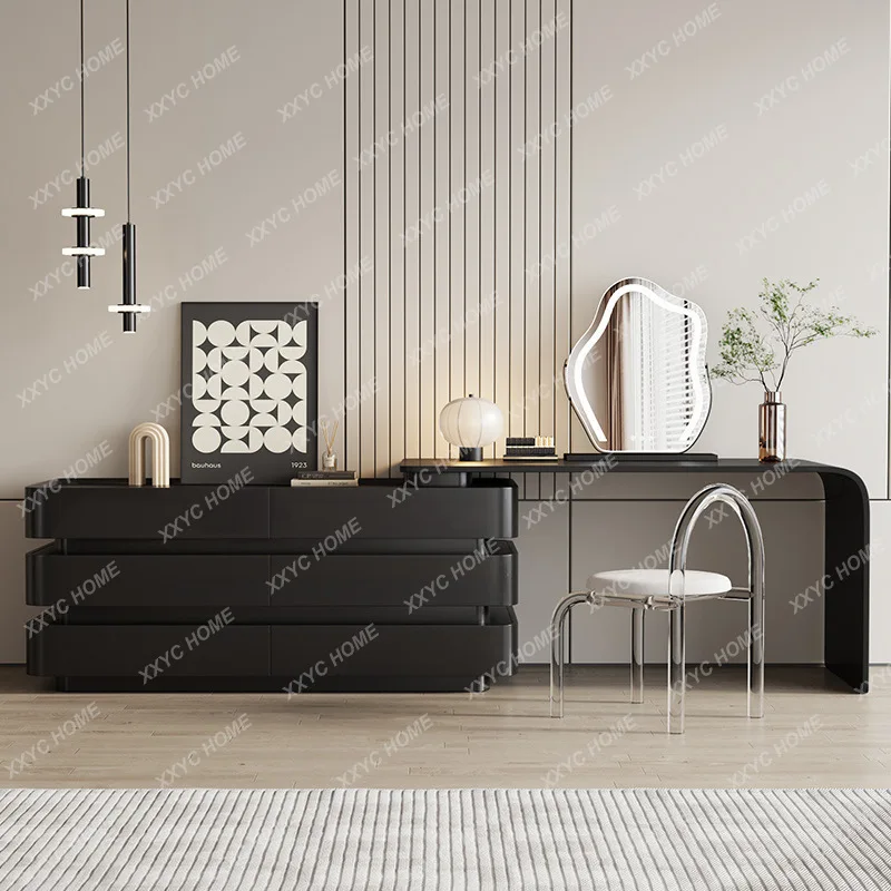 LLight luxury solid wood dresser, chest of drawers, black bedroom bedside storage cabinet
