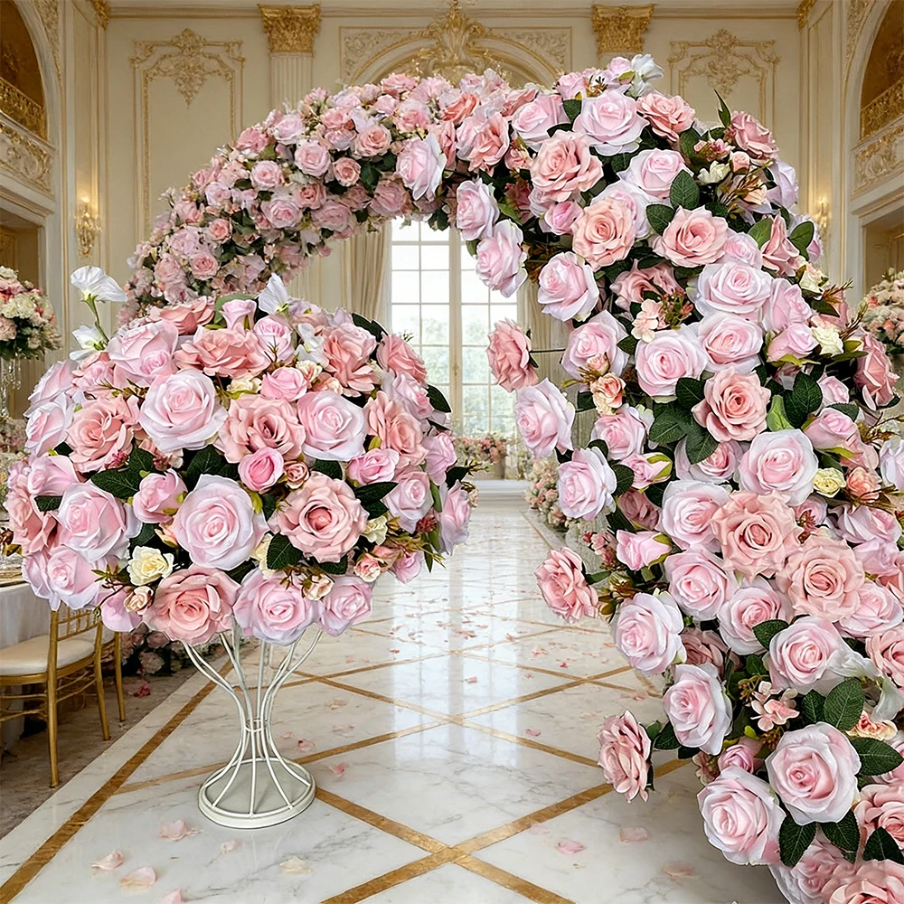 

Искусственные цветы 5D Luxury Pink Rose: Декоративная композиция для свадебных столов, цветочные ряды, фон для фотозоны, украшение для арок и стен