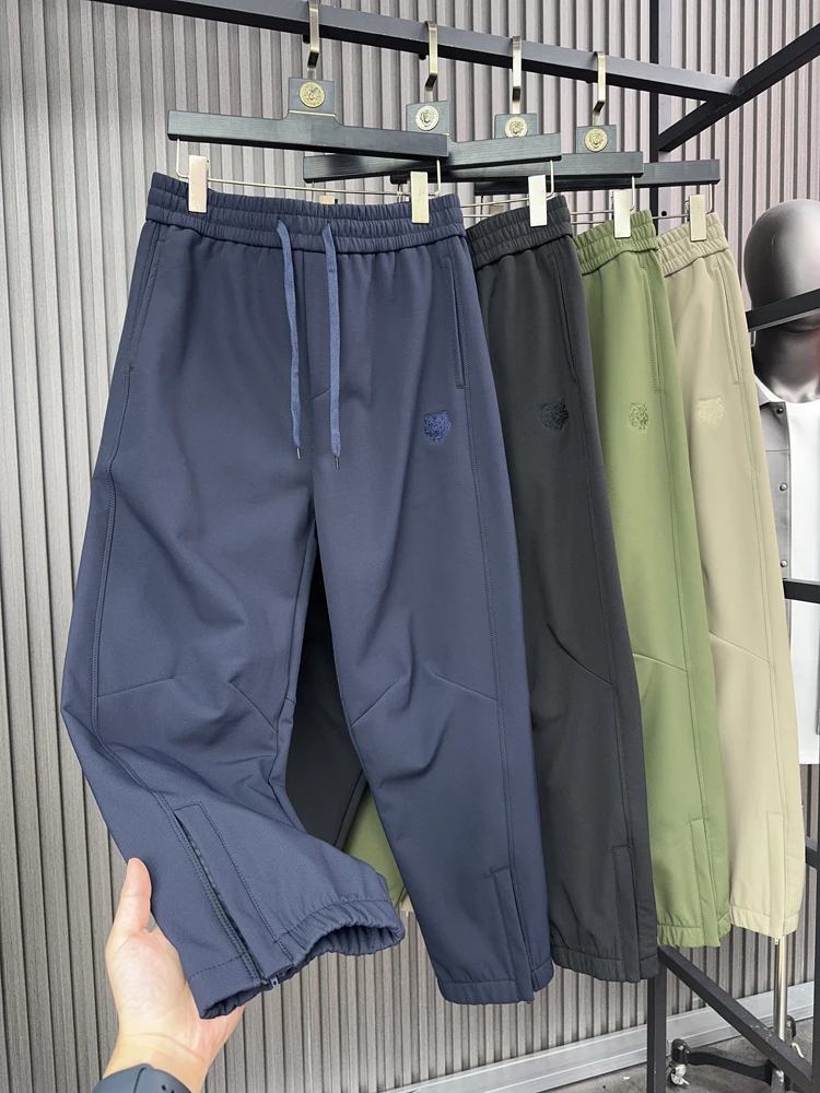 

Men's Outdoor Thiened Fce Lined Waterproof Cone Pants Autumn Winter Casual Trousers Slim Fit Cuffed Leisure Pants
