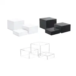 3 Pieces Buffet Risers Multipurpose Acrylic Cube Display Nesting Risers for Parties Catering Figures Collectibles Wedding