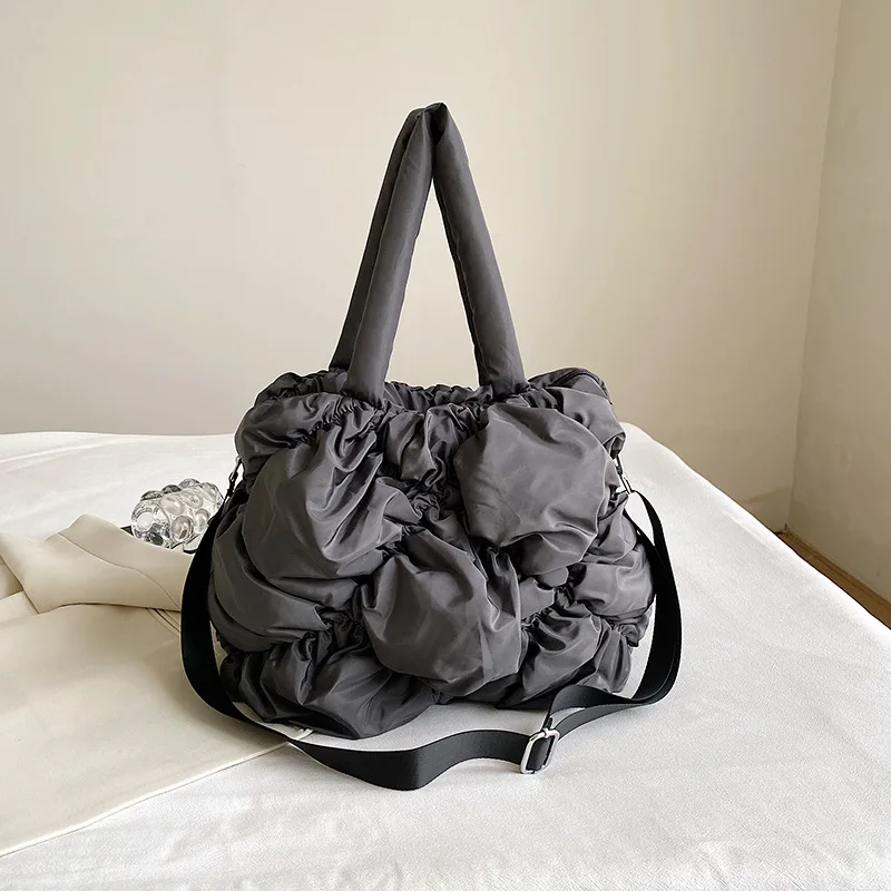 

New Bubble Down Cotton Bag Female Pleated Nylon Shoulder Crossbody Bag For Women Large Capacity Fashion Armpit Bags