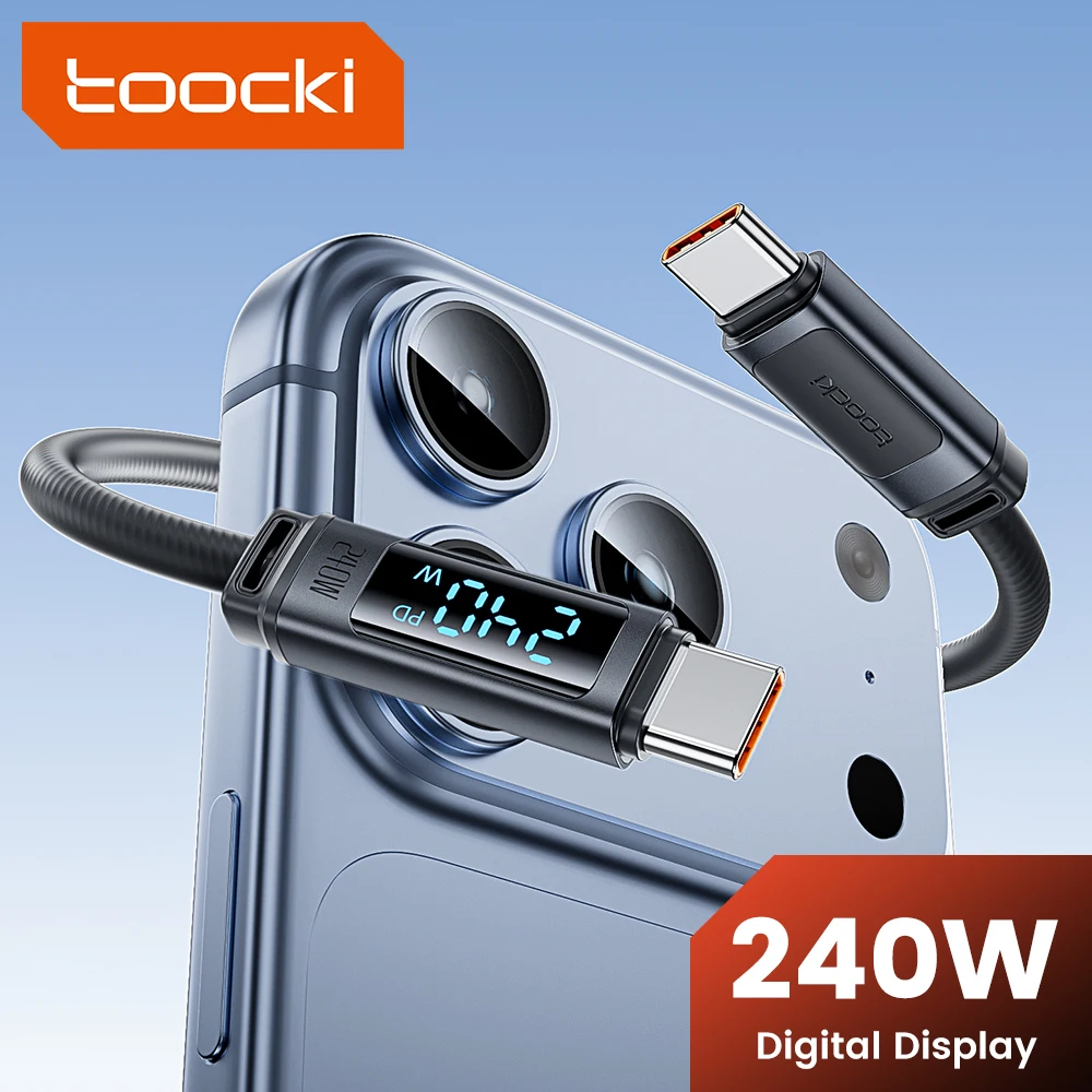 Toocki USB C 240W Cable Fast Charging Digital Display PD 3.1USB C To Type C Silicone Data Cord For Samsung Macbook iphone 16 17