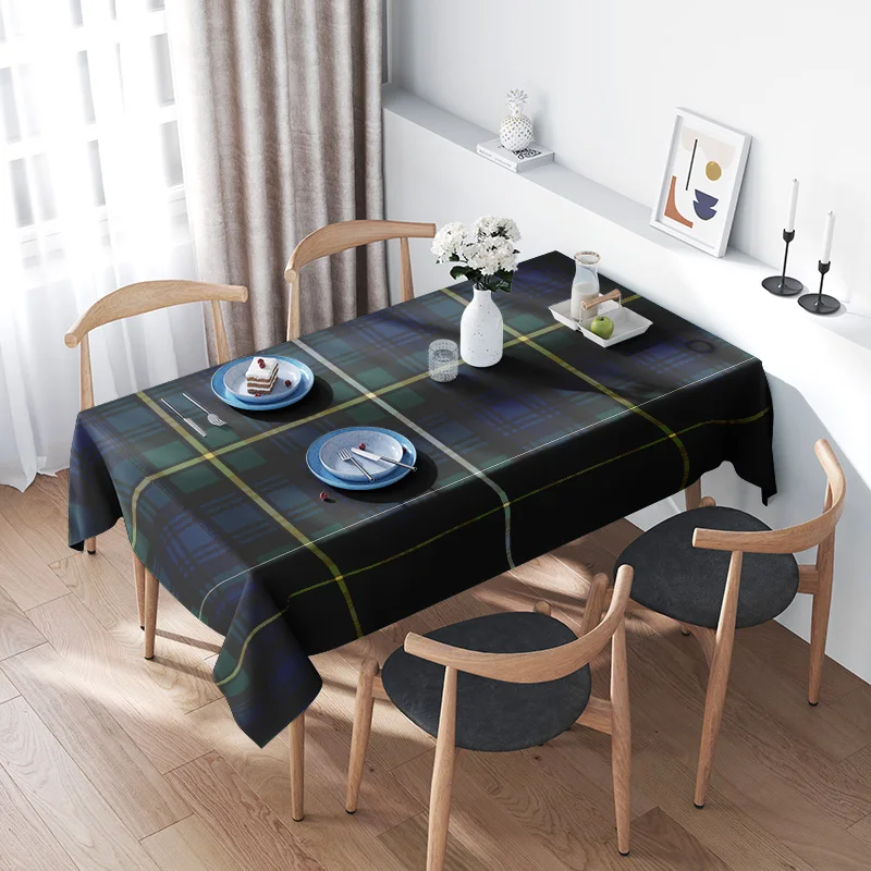 Waterproof Tablecloth Scottish Plaid Dining Table Cover Rustic Farmhouse Kitchen Decor Vintage Table Runner Set Modern Home Part