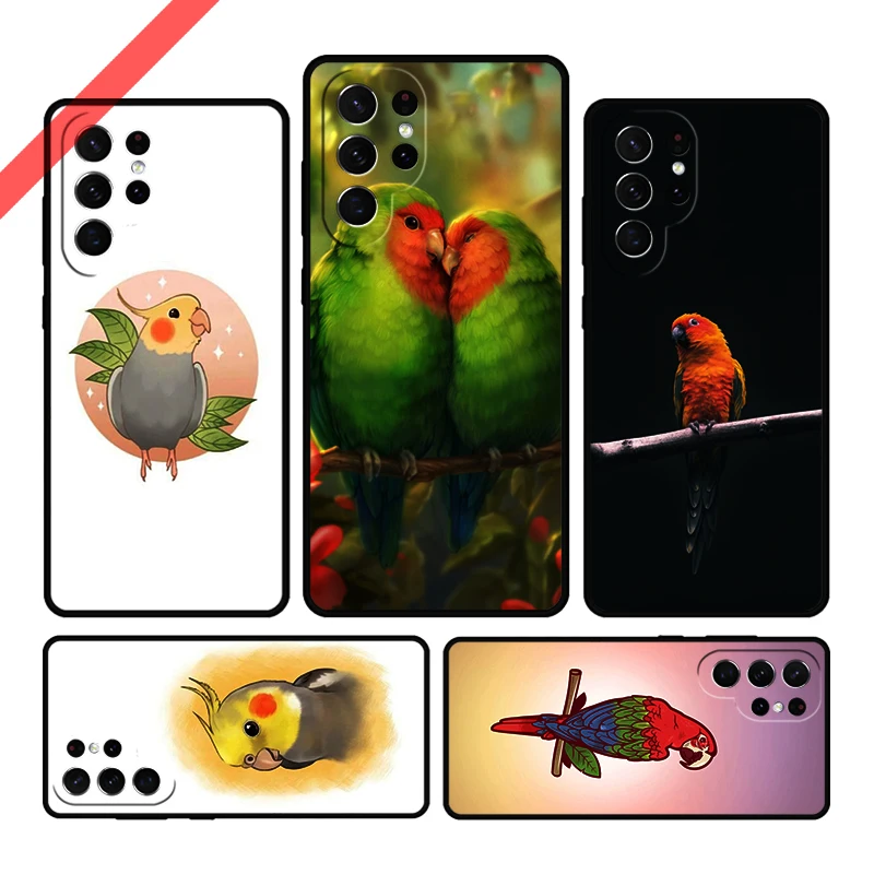 Parrot Bird Phone Case For Samsung Galaxy S20 FE S21 S10 S23 Plus S24 S22 Ultra Coque Note20 Note10 S9 S8 Cover Capa