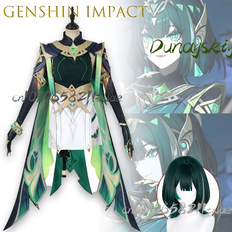 

Genshin Impact Nefer Kawaii Girls Women Cosplay Costume Wig Five-star Dendro Catalyst Green Lolita Kawaii Sexy Halloween Party