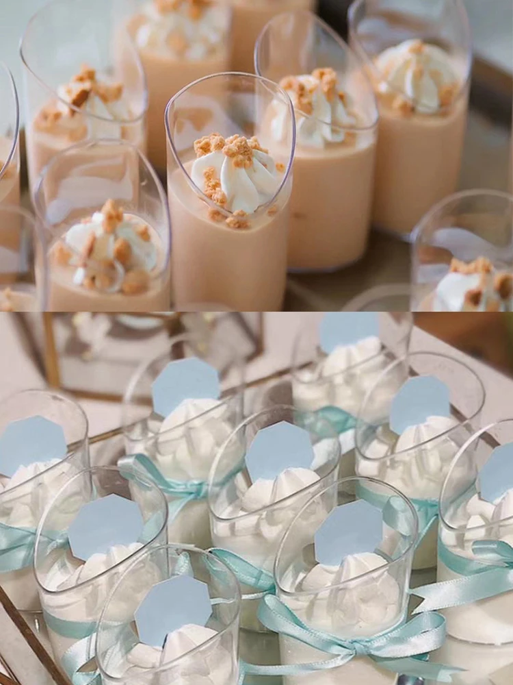 

50Pcs Clear Dessert Cups Plastic Mousse Pudding Cups Tiramisu Ice-Cream Cups Dessert shop Banquet serving Christmas Party Supply