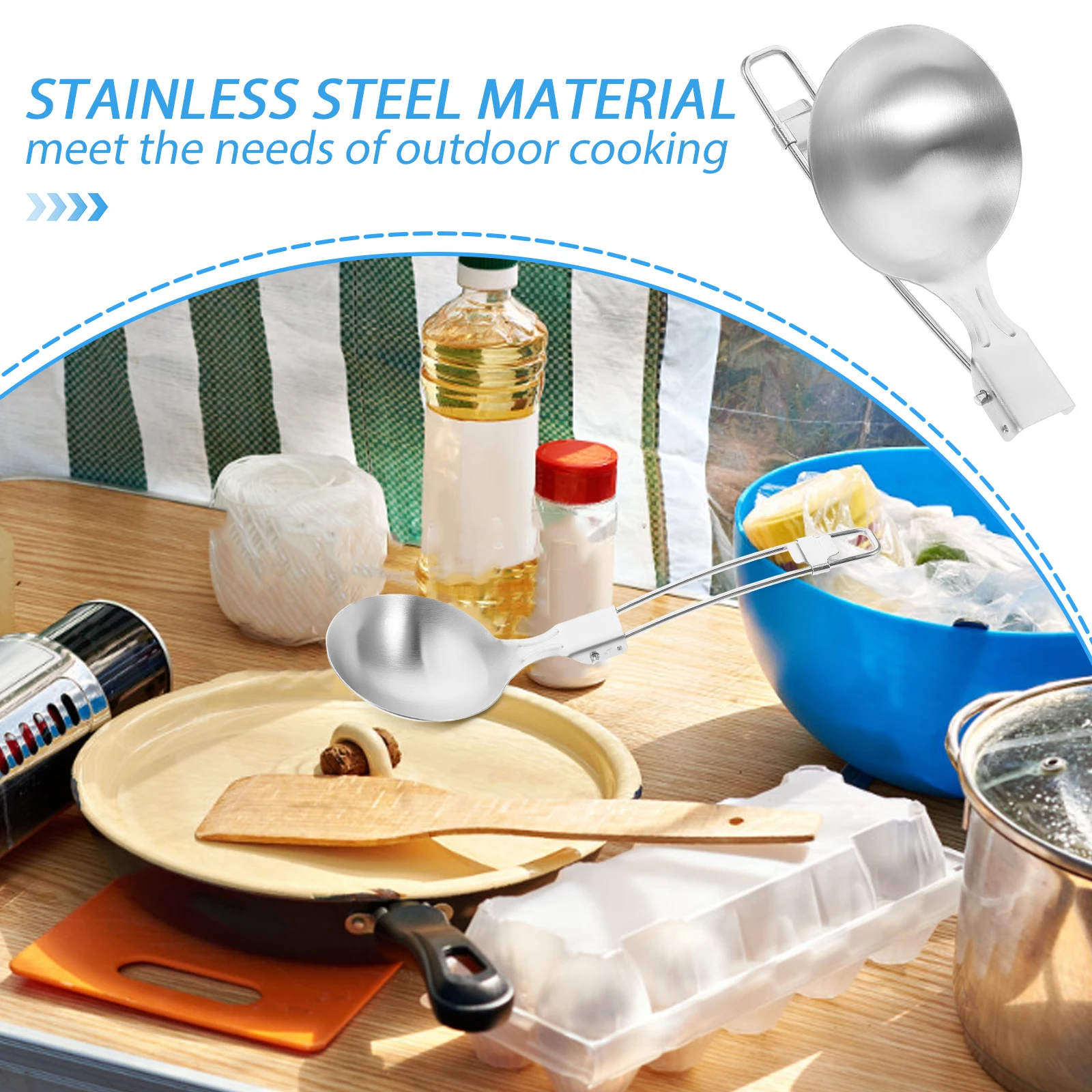

Sports Folding Soup Spoon Stainless Steel Kitchen Backpacking Silverware