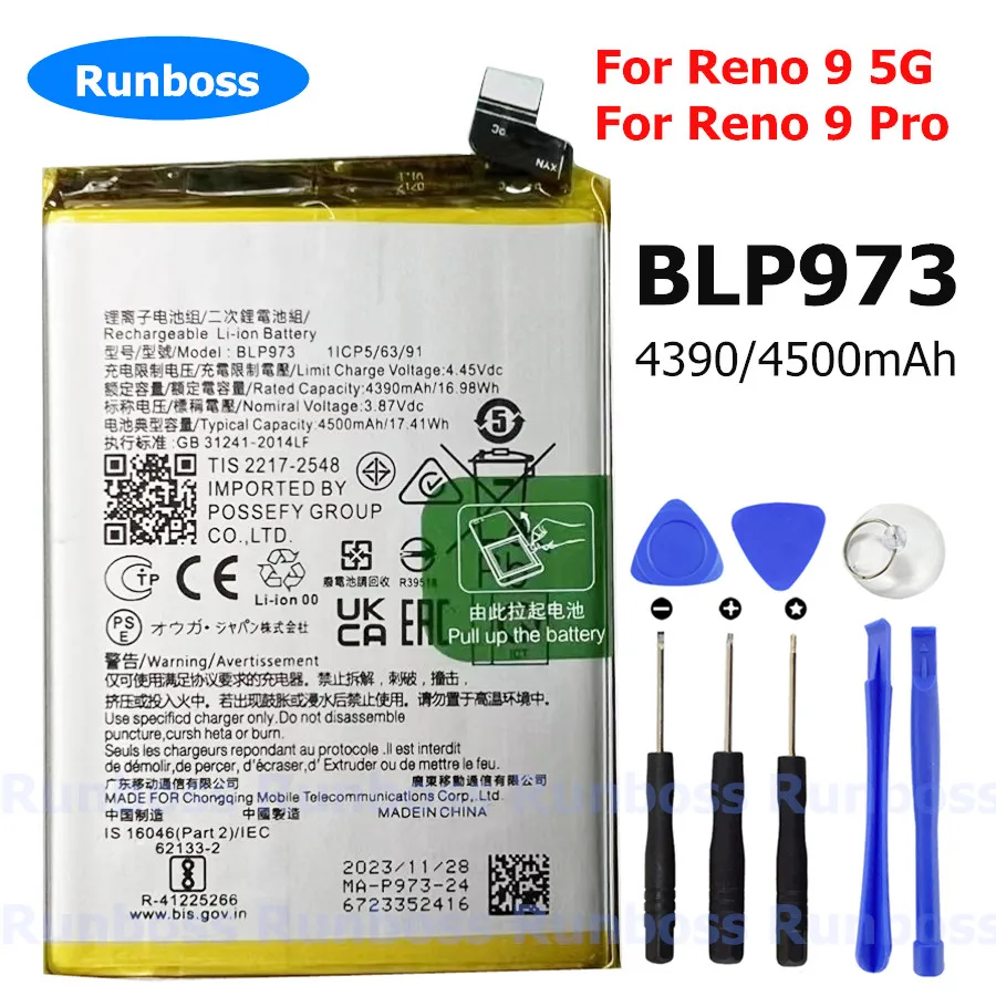 

Original New 4500mAh BLP973 Phone Battery For OPPO Reno 9 5G PHM110 Reno9 Pro PGX110