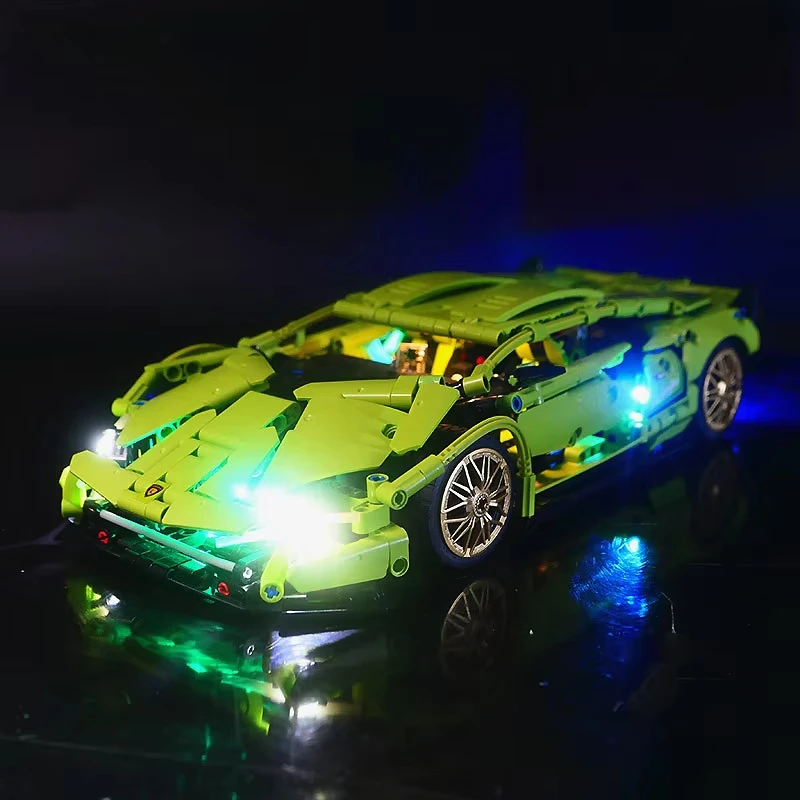 LEGO T2007 테크니컬 럭셔리카 로고 빌딩 블록 세트, RC DIY LED 라이트 키트, 블록 모델 없음