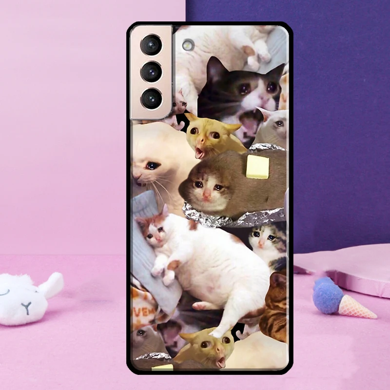 Crying Cat Memes And Dog Case For Samsung Galaxy S23 S22 Ultra S21 S20 FE Note 10 20 Ultra S8 S9 S10 Plus Cover