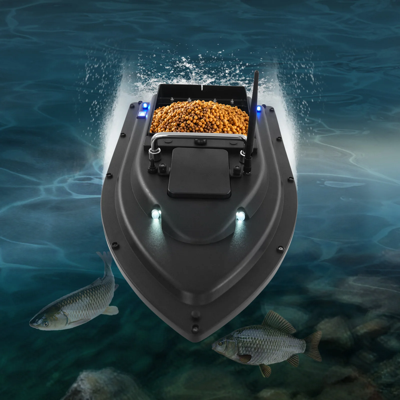 

8.4V Fishing Bait Boat w/ 2kg Bait Container 16 GPS Points Automatic Bait Boat with 600M Remote Range for Fishing
