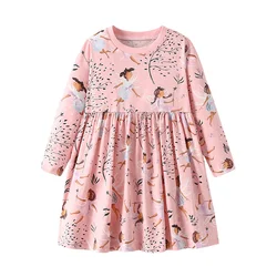 Jumping Meters 2-7 Princess Girls Dresses Fairy Tale Cotton Long Sleeve Children's Clothes Party Fashion Kids Frocks