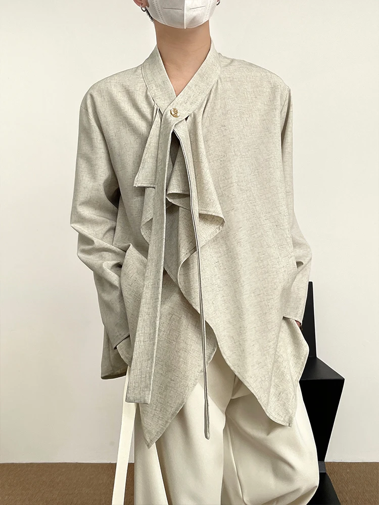 

SuperAen винтажные однотонные повседневные рубашки с воротником-стойкой и воротником-стойкой во французском стиле с оборками и длинными рукавами